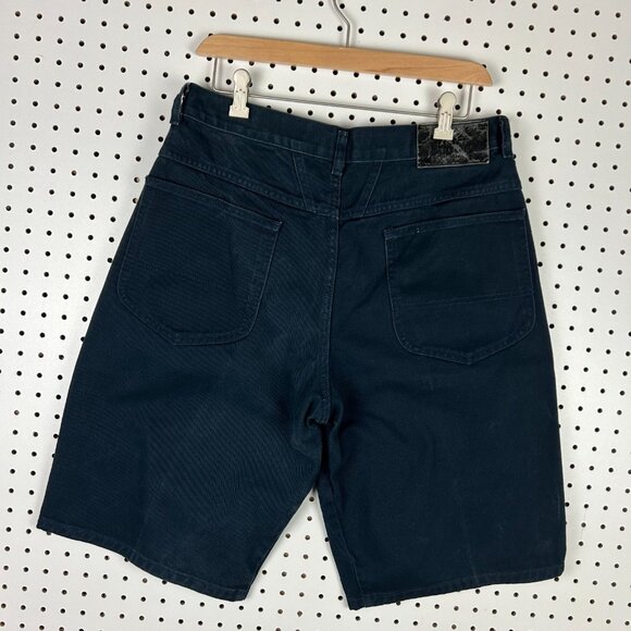 Girbaud Navy Blue Shorts Size 32 Hip Hop Wide Leg Baggy 90s Dark Wash Y2K Cotton - Picture 2 of 6